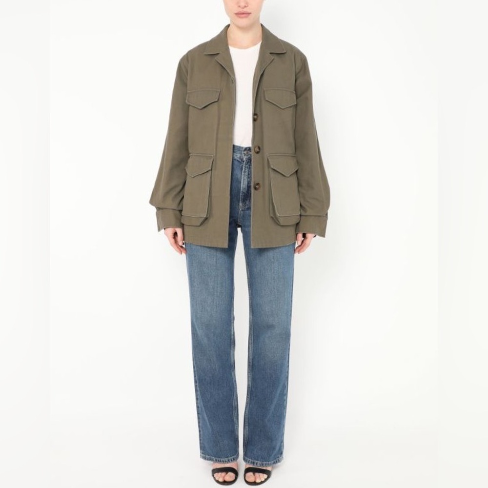 Toteme Avignon Utility Jacket Khaki Green – Oversized Cotton Size 32 | US XS - Picture 3 of 13